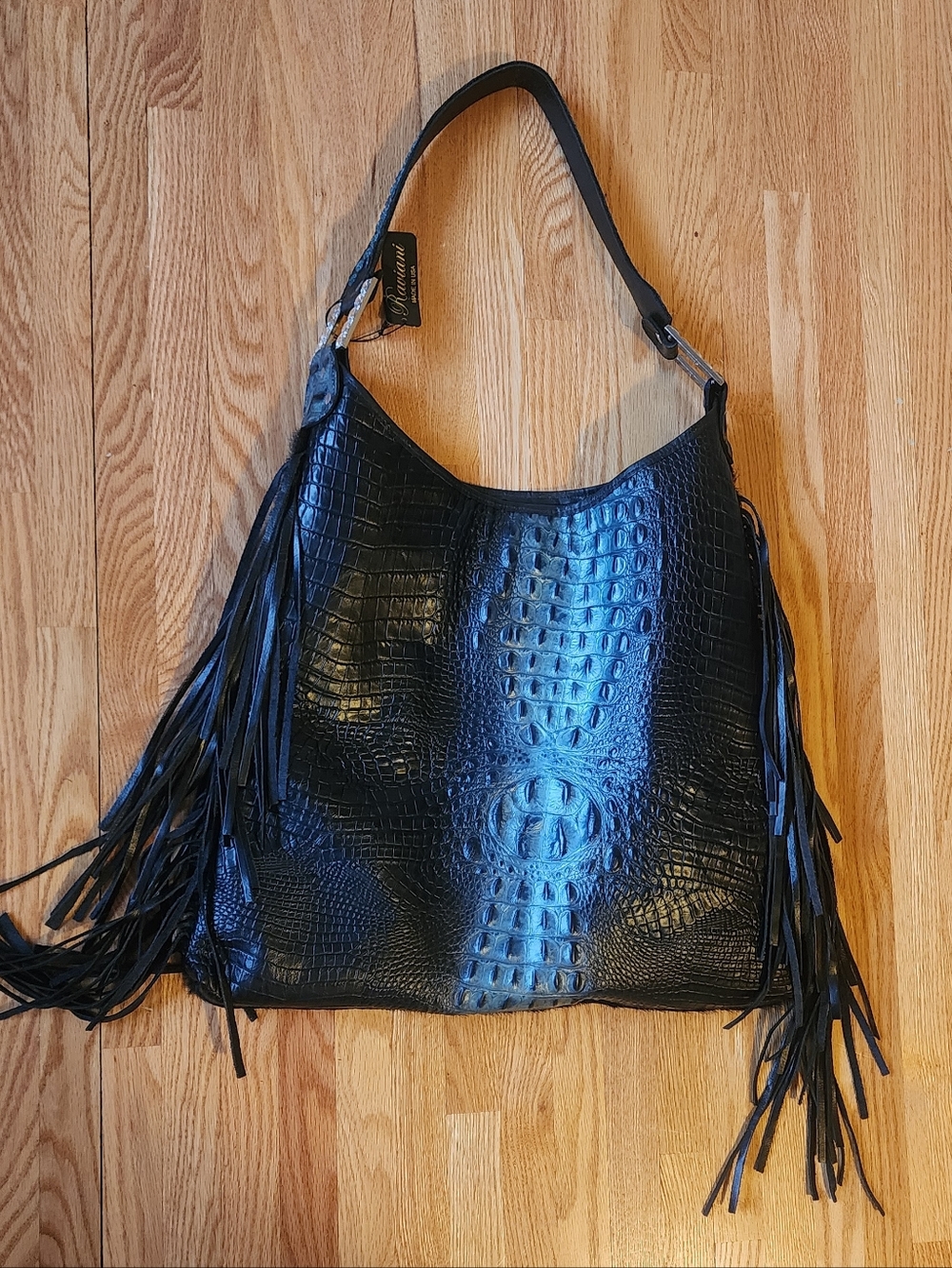 Raviani Black Hair On Studded Chief Handbag NWT - Picture 4 of 6